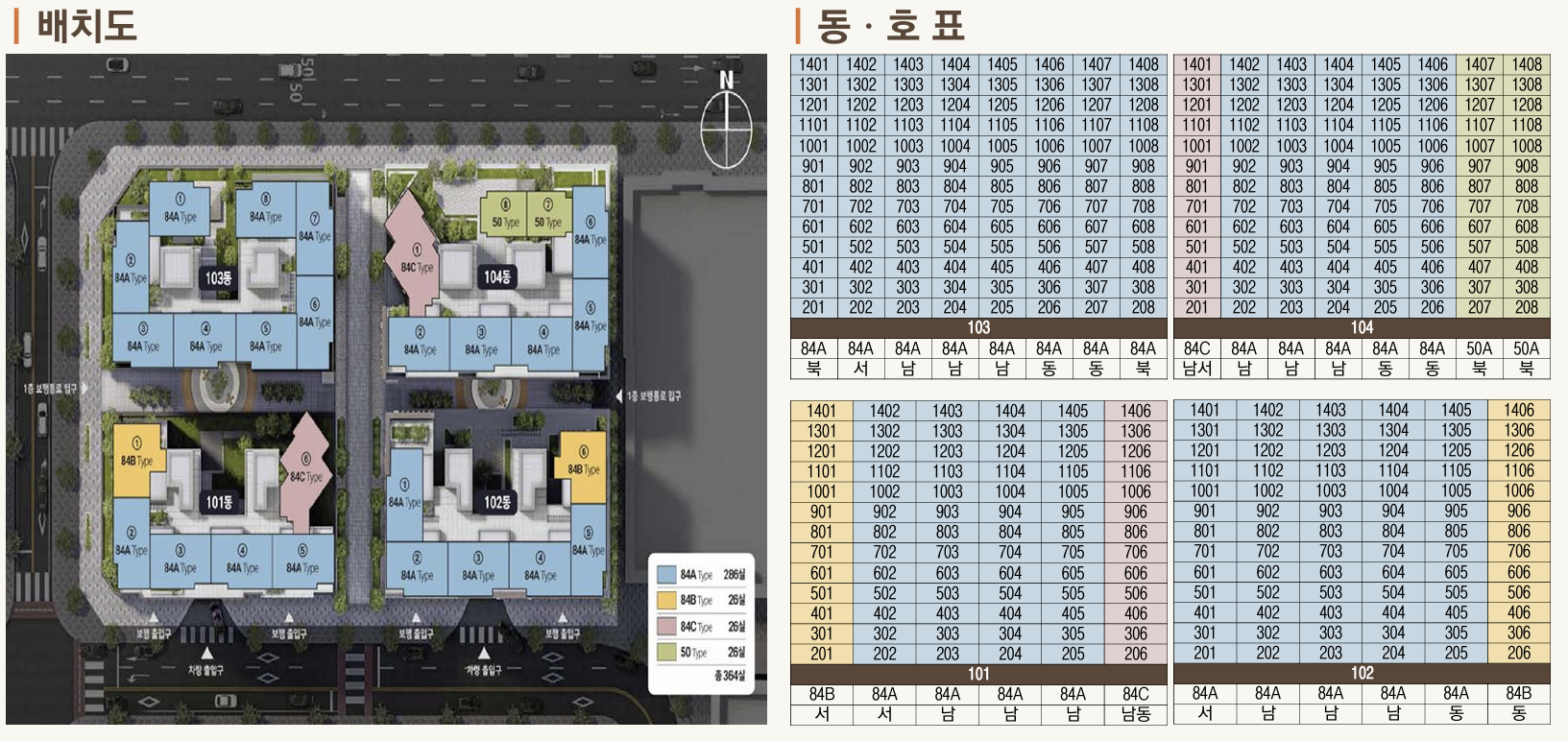 도안 상떼빌 센트럴시티 단지배치도
